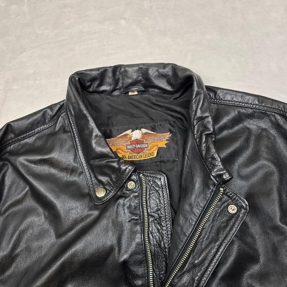 Harley Davidson Leather Jacket Mens XL Black Motorcycle Biker American 90's VTG - Picture 5 of 16